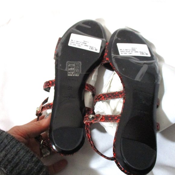NWT NEW BALENCIAGA LEATHER POLKA DOT SNAKE PRINT Sandal Shoe 36 CORAL - Picture 7 of 7
